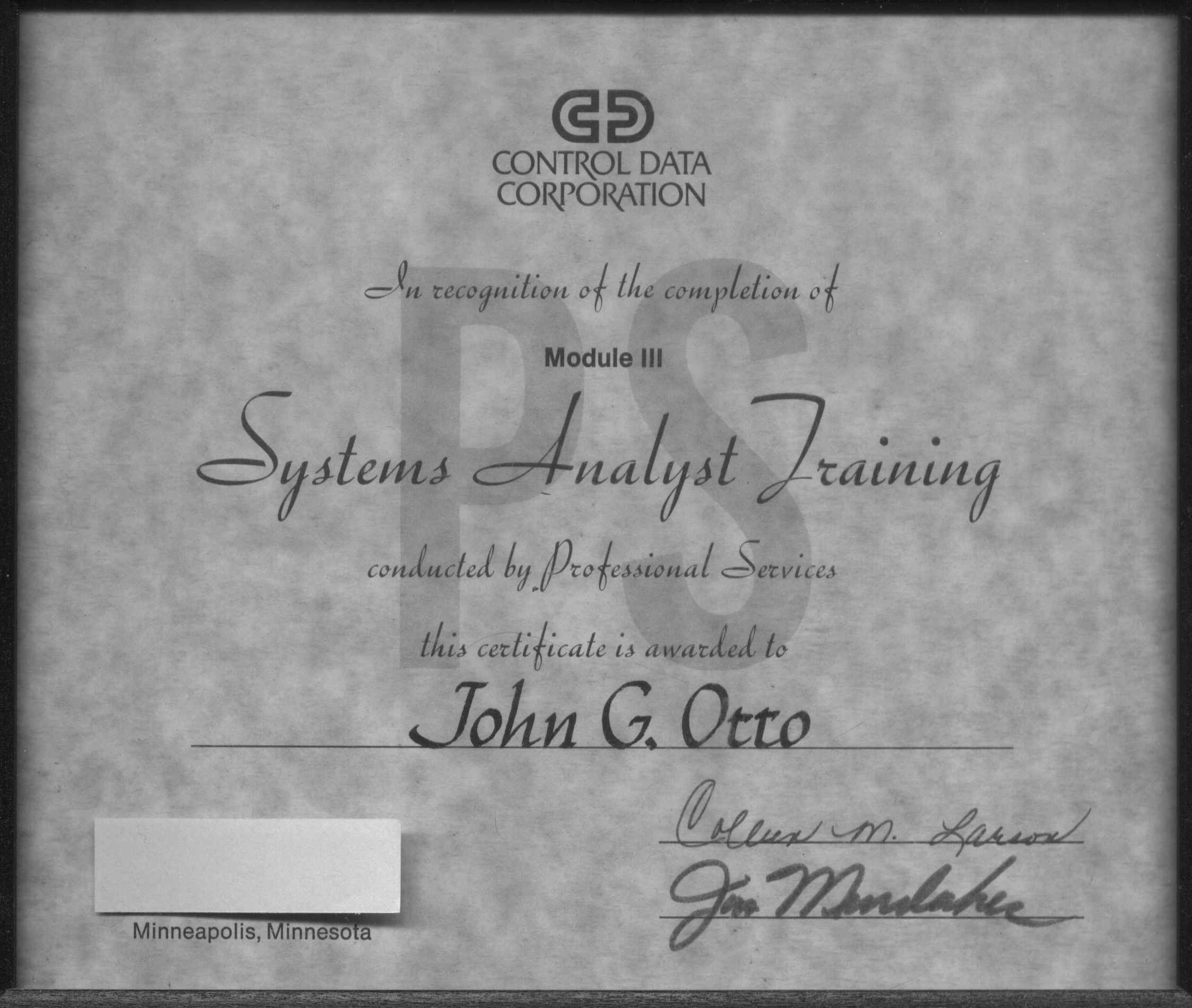 Systems Analysis/SysAdmin Cert.